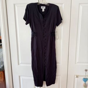 Dawn Joy II short sleeve navy button down midi dress size 8 NWT
